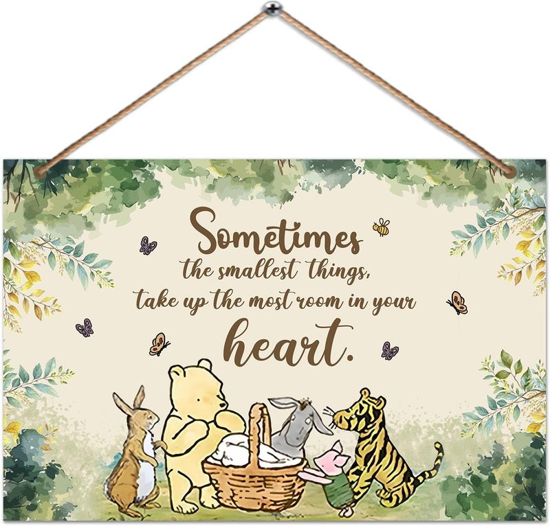 Hatzelou 1PCS Winnie Quotes Baby Shower Sign, the Pooh Wall Hanging Decor, Sometimes the Most Things Wall Gifts, Adorable Winnie Sign for Nursery Home Bedroom, Baby Shower Party Supplies - Image 1